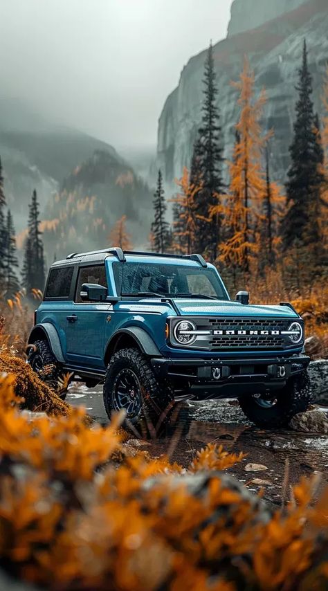 Ford Bronco Interior Ideas, Blue Ford Bronco Aesthetic, Ford Bronco New, Bronco Photoshoot Ideas, Bronco Ford Aesthetic, Ford Bronco Wallpaper, Overland Bronco, Ford Bronco Aesthetic, Blue Ford Bronco