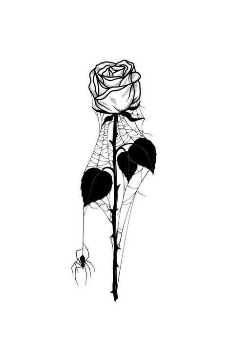 Dead Rose Tattoo, Draw Spider, Dark Roses Tattoo, Mens Tattoos, Emo Tattoos, Dark Tattoos, Spider Web Tattoo, Work Illustration, Evil Tattoo