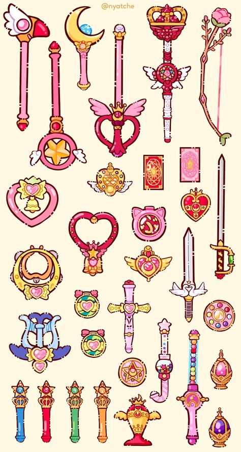 Doremi Magique, Sailor Moon Wands, Magical Dorémi, Piskel Art, Magical Boy, Props Art, Sailor Moon Wallpaper, Fantasy Props, Mahō Shōjo