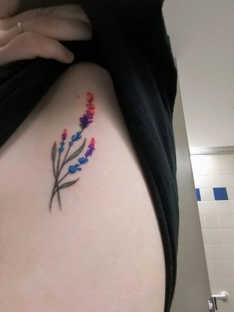 Pride Flower Tattoo, Tiny Pride Tattoos, Pride Month Tattoos, Bisexual Tattoos For Women, Subtle Queer Tattoos, Bi Tattoos For Women, Bi Pride Tattoo Ideas, Gay Tattoo For Women, Subtle Gay Tattoo