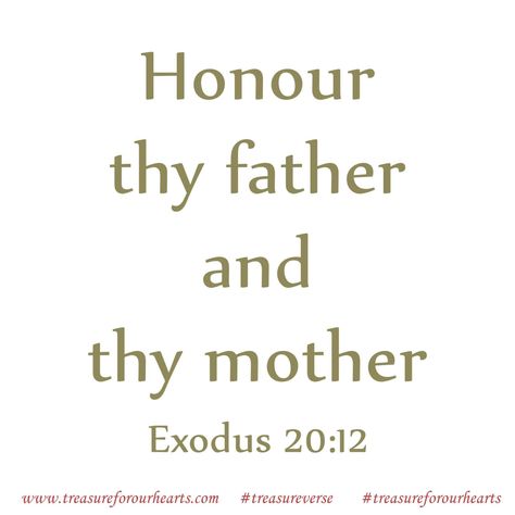 Honor your father and your mother. #treasureforourhearts #treasureverse #treasureGodsword #Godspromises #scripture #bibleverse #dailyverse #treasureExodus #KJV #Exodus2012 #bibleverseoftheday #Christian #honour #Honourthyfatherandthymother #honor #Honoryourfatherandyourmother www.treasureforourhearts.com Lin Honor Your Father And Mother, Honor Your Mother, Happy Juice, Daily Verses, Gods Promises, Mother And Father, Verse Of The Day, Daily Quotes, Verses