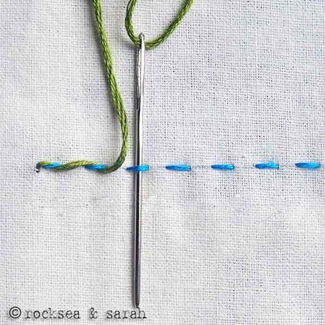 Whipped Running stitch. Contrast with the running stitch foundation. Sulam Pita, Crazy Quilting, Hand Embroidery Tutorial, Running Stitch, Hand Embroidery Stitches, Crochet Stitch, Hand Embroidery Patterns, Embroidery Tutorials, Embroidery Inspiration