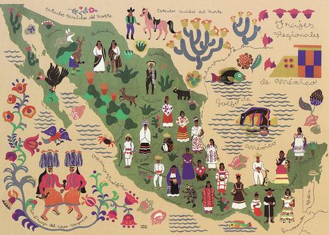 The Day of the Dead is celebrated mainly by Mexico. Map Of Mexico, Mexico Map, Mexican Traditions, Animals And Plants, Mexican Heritage, Drawn Map, Mexico Culture, Mexican Culture, Illustrated Map