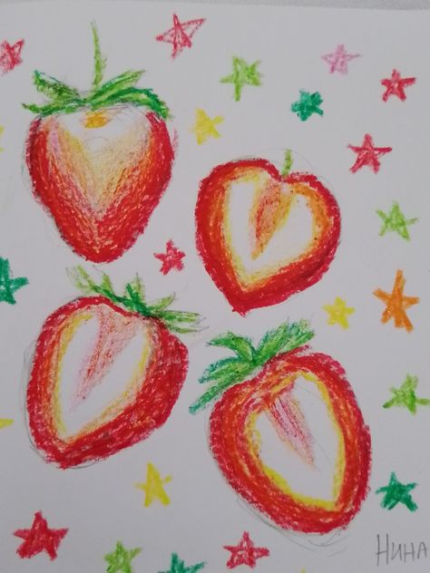 Njami njami 🍓🍓🍓 Whiteboard Art Ideas, Drawings Of Fruit, Strawberry Sketch, Strawberry Doodle, Dessert Drawing, Strawberry Drawing, Whiteboard Art, Crayon Drawing, Aesthetic Drawings