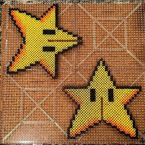 Perler Mario, Perler Christmas, Hama Mario, Star Christmas Tree Topper, Perler Bead Mario, Mario Star, Hama Art, Christmas Perler Beads, Star Christmas Tree