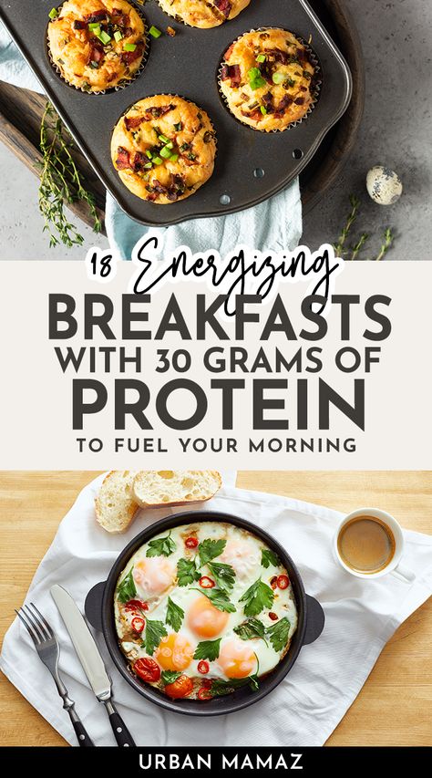 Breakfasts with 30 Grams of Protein Energy Breakfast Ideas, Breakfast Recipes High Protein, Recipes High Protein Low Carb, Recipes High Protein, Healthy High Protein Breakfast, Energy Breakfast, Energizing Breakfast, High Protein Breakfast Recipes, 30 Grams Of Protein