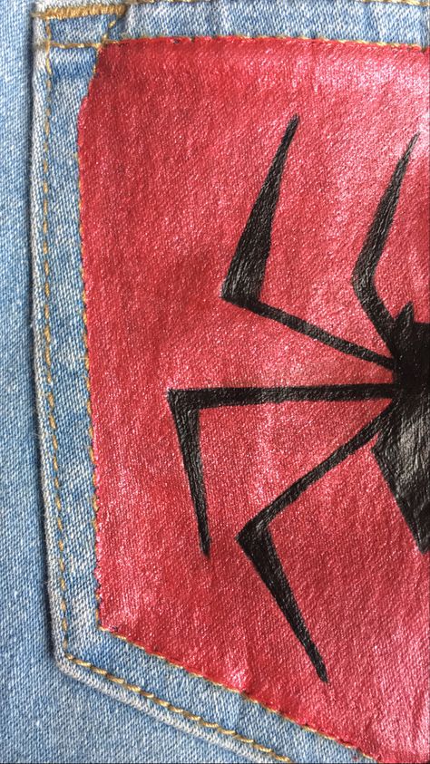 Spiderman Senior Jeans, Spiderman Jeans, Painted Pants, Senior Jeans, Patched Jeans, Clothes Ideas, Red Shorts, Diy Clothes, Spiderman