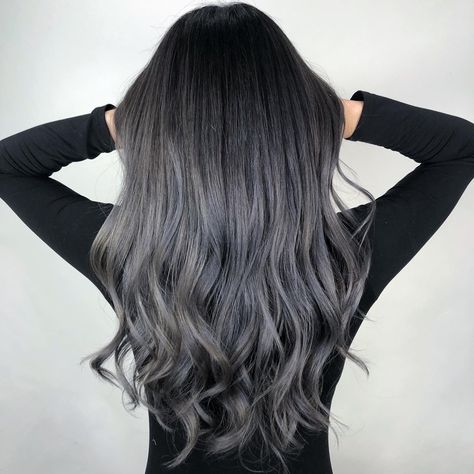 Dark Ash Gray Balayage, Dark Ash Grey Balayage, Dark Ash Gray Hair Color, Dark Grey Balayage, Grey Bayalage Hair, Dark Ash Grey Hair Color, Black Ash Hair, Dark Ash Gray Hair, Ash Black Hair Color