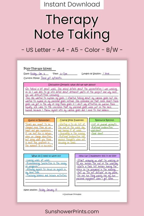 Looking for a comprehensive guide to therapy note-taking? Look no further! This printable workbook includes everything you need to know, from the different types of notes to take to how to write them effectively. With this guide, you'll be able to take better notes and provide more helpful feedback to your clients.

Download your copy Mindful Journal, Clinical Social Work, Mental Health Counseling, Counseling Activities, Mental Health Therapy, Writing Therapy, Counseling Resources, Therapy Counseling, Therapy Worksheets