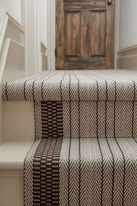 What should I do on my landing? Landing Runner Carpet, Stair Runner Into Landing Carpet, Stair Runner Carpet With Landing, Carpeted Staircase Ideas, Mid Century Stairs, Landing Carpet, Stair Runner Ideas, Stair Carpet Runner, Linden Homes