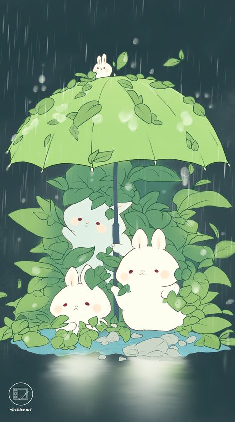 Enchanting Rabbit in the Rain Illustration: Let the Raindrops Awaken Your Inner Child! Cute Animated Drawings, Figure Study Drawing, Rainy Day Illustration, Pleading Face, Bunny Rabbit Cartoon, Animated Rabbit, Rainy Day Drawing, River Drawing, Rain Illustration