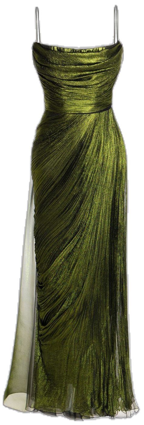 Draped Silk Dress, Maria Lucia Hohan, Metallic Look, Amelia Dress, Pleated Fabric, Elegant Outfit, Silk Dress, Green Dress, Denim Dress