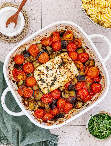 Eggplant And Tomato Pasta, Tomatoes And Eggplant Recipe, Eggplant And Feta Recipes, Eggplant And Cherry Tomato Recipes, Eggplant Cherry Tomatoes, Eggplant Feta Recipes, Tomato Eggplant Recipes, Summer Eggplant Recipes, Baked Feta Pasta With Cherry Tomatoes