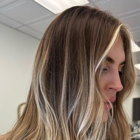 Mallery Share on Instagram: "Painted Balayage ⁣ My favorite technique for strong dimension! Check out my application->⁣ ⁣ Painting with @jackwinnpro Balayage Lightener" Hand Painted Blonde Balayage, Hand Paint Balayage, Balayage Hair Front View, Balayage Front View, Half Head Balayage, Hand Painted Balayage, Painted Balayage, Bangs Haircut, Reverse Balayage