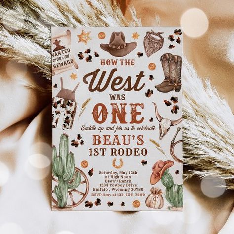 $ 3.08 | Cowboy Rodeo 1st Birthday How The West Was One - cowboy birthday, cowboy party, cowboy 1st birthday, 1st rodeo birthday party, rodeo birthday party, boy rodeo birthday, wild west birthday, wild west party, cowboy ranch birthday, how the west was one Ranch Birthday Party, 1st Rodeo Birthday Party, 1st Rodeo Birthday, Cowboy Birthday Party Invitations, Rodeo Birthday Party, Cowboy Invitations Birthday, Southwestern Ranch, Cowboy Invitations, Wild West Birthday