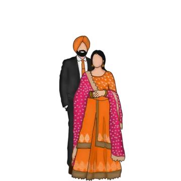 Sardar Sardarni Couple Drawing, Punjabi Couple Drawing, Punjabi Couple Cartoon, Sikh Couple Illustration, Punjabi Drawing, Punjabi Illustration, Cricket League Logo, Sardar Sardarni Couple Cartoon, Cricket Team Logo