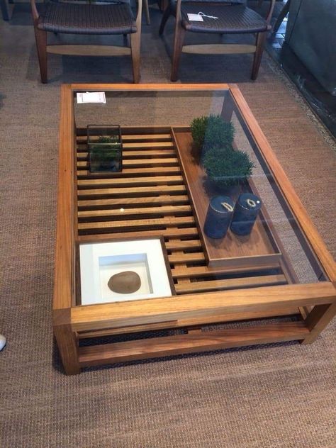 Tea Poy Table Design Wooden, Centre Table Design Wooden, Wooden Centre Table Living Room, Santar Tabal, Wall Mirror Decor Ideas, Table Renovation, Glass Wood Table, Living Room Indian, Centre Table Design