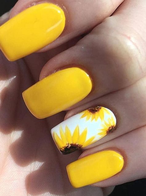 Break free from convention and embrace your individuality with our range of free nails design products.  #nails Nail Polish Yellow, Sunflower Nail Art, Lily Nails, Yellow Nails Design, Unghie Nail Art, Best Gel Nail Polish, Sunflower Nails, Celebrity Nails, Short Gel Nails