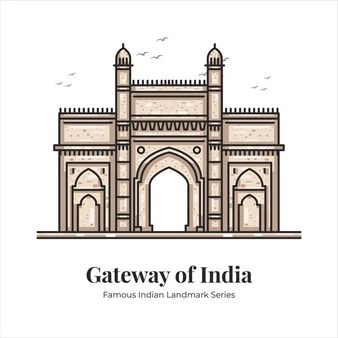 User21720474 | Freepik Monuments Of India Drawing, Gateway Of India Sketch, Garvi Gujarat Drawing, Indian Monuments Sketches, Indian Architecture Illustration, Historical Monuments Of India, Mumbai Illustration, Marriage Drawing, Cartoon Line Art