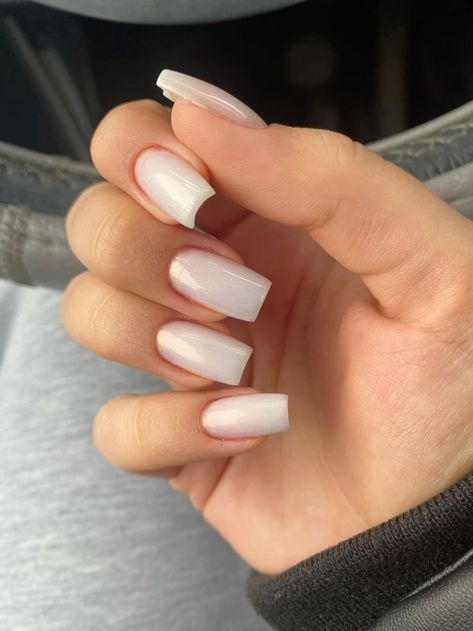 Milky White Nails Chrome, Milky Chrome Nails, Milky White Chrome Nails, Moms Jeans, Milky White Nails, Glass Nails, Milky White, Nails Inspo, Chrome Nails