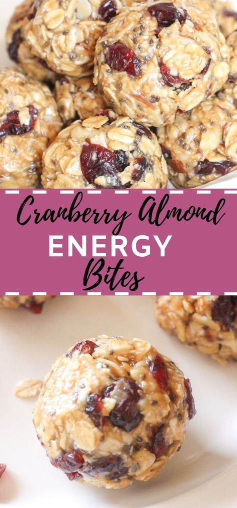 Almond Energy Bites, Cranberry Almond Energy Bites, Bake Snacks, Energy Bites Healthy, Food Recipes Healthy, Cranberry Almond, Food Advice, Protein Bites, Food Snack