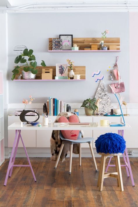 13 Ways to Use Pantone’s TECH-nique Palette in Your Home | Brit + Co Home Tumblr, Colorful Workspace, Office Inspiration Workspaces, Gravity Home, Workspace Inspiration, Office Workspace, A Desk, Office Inspiration, Home Office Design