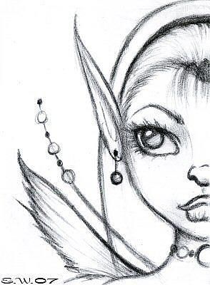 Fairy-Sketch-6 by Elaina Wagner Easy Fairy Drawing, Fairy Sketch, Elf Drawings, Fairy Paintings, Fairy Drawings, Fantasy Drawings, Sketches Easy, Fairy Art, Book Art Drawings