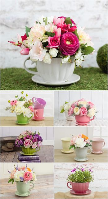 Doodlebug Design Inc Blog: Pinterest Inspired Challenge: Floral Teacup Arrangement with Kathy Pictures Of Flowers, Diy Flores, Fleurs Diy, Mothers Day Brunch, Diy Simple, Diy Mothers Day Gifts, Holiday Craft, Flower Arrangements Diy, Mother's Day Diy