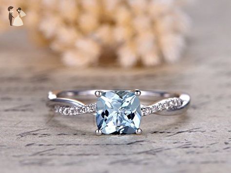 Bridal Proposal, Infinity Engagement Ring, Fine Engagement Rings, Engagement Rings Twisted, March Birthstone Jewelry, Aquamarine Engagement Ring, Blue Stone Ring, Princess Cut Engagement Rings, Jewelry Dainty