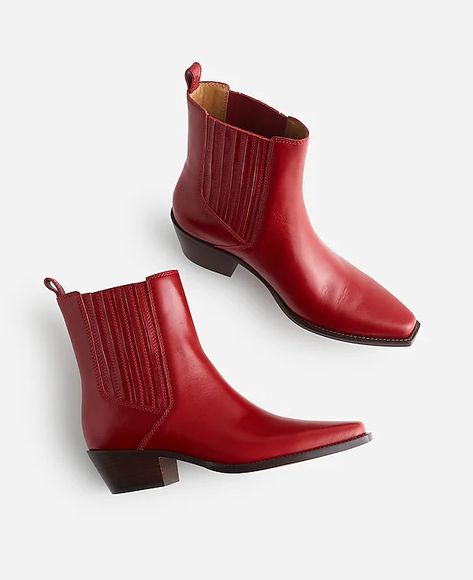 The Ingrid Chelsea Boot | Madewell Women Heel Boots, Red Leather Boots, Cuban Heels, Red Boots, Leather Chelsea Boots, Chelsea Boot, Fall 2024, Casual Shoes Women, Womens Heels