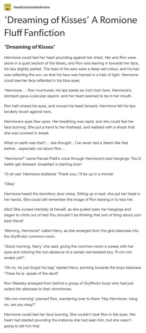 Ron and Hermione part 1 Hermione And Ron Headcannons, Romione Headcanon Cute, Ron And Hermione Fanfiction, Ron And Hermione Headcanon, Hermione X Ron, Romione Fanfiction, Romione Headcanon, Ron X Hermione, Hp Stories