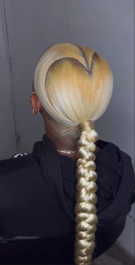 Blonde Slick Back Ponytail, Blonde Braided Ponytail, Platinum Blonde Braids, Slick Ponytail Weave, Low Bun Hair, Future Hairstyles, Slicked Back Ponytail, Hair Magic, Pinterest Life