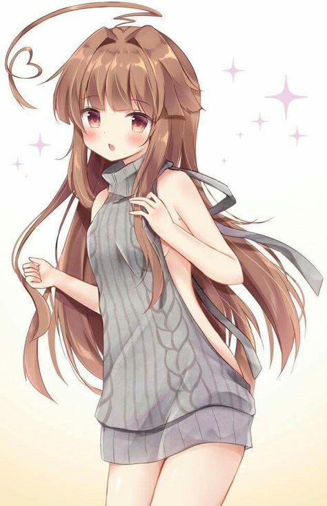 Virgin Killer Sweater, L Anime, Moe Anime, Girl With Brown Hair, Manga Cosplay, Cute Anime, Cute Little Drawings, Girls Characters, Anime Angel