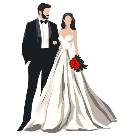 Bride And Groom Pictures Cartoon, Couple Graduation Pictures, Simple Wedding Invitation Card, Couple Embroidery, Wedding Couple Cartoon, Wedding Vector Art, Wedding Caricature, Wedding Tux, Save The Date Designs