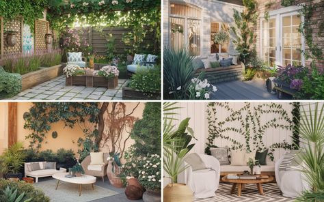 33 Small Patio Garden Ideas for a Cozy Outdoor Space Small Patio Garden Ideas, Patio Garden Ideas, Wall Mounted Planters, Hanging Herbs, Small Patio Garden, Cozy Outdoor, Ground Cover Plants, Miniature Plants, Garden Pathway