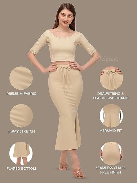 Saree Silhouette, Saree Shapewear, Lycra Saree, Saree Petticoat, Shapewear Dress, Shape Wear, Skirts For Women, Saree Look, Women's Shapewear