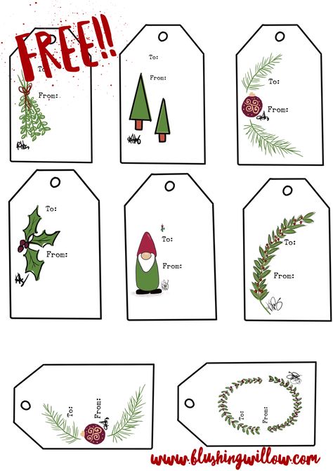 FREE Christmas gift tags downloadables. Use code TAGME on www.BlushingWillow.com to get these downloadable Christmas gift tags for FREE! Christmas Gift Tag Ideas, Christmas Gift Labels, Christmas Gift Tags Free, Wrapping Techniques, Gift Labels Christmas, Xmas Pictures, Gift Wrapping Techniques, Christmas Labels, Gift Labels