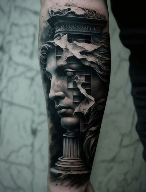 Zeus Greek God Tattoo, Leg Tattoo Sketches For Men, Tigh Tattoos Men, Greece Mitology Tattoo Design, Greek Tattoos Men, Greek Mythology Leg Tattoos, Greek Mythology Leg Sleeve, Perseus Tattoo Design, Greek Sleeve Tattoo