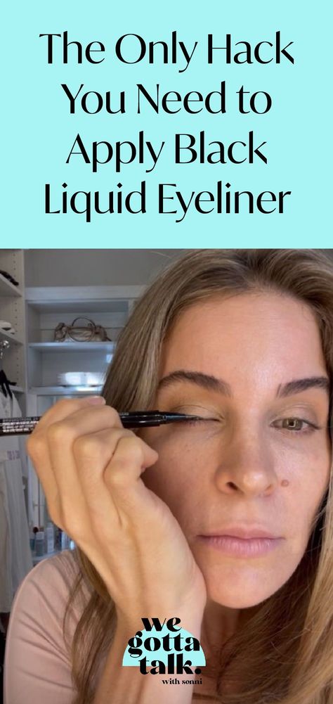 Simple Liquid Eyeliner Tutorial, Liquid Eyeliner On Waterline, Liquid Liner Hacks, How To Apply Eyeliner Liquid, Lined Eyes Eyeliner, How To Liquid Eyeliner, Applying Liquid Eyeliner, Liquid Eyeliner Hacks For Beginners, Black Liquid Eyeliner Looks