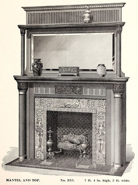 A dozen fashionable Victorian fireplaces from 1880 - #victorian #fireplaces #victorian #1880s #vintagehomes #antiques #antiquehomes #homedecor #clickamericana Fireplace Victorian, Victorian Fireplace Mantels, Victorian Fireplace Tiles, Victorian Fireplaces, Victorian Fireplace, Fireplace Logs, Victorian Interiors, Concrete Fireplace, Antique Fireplace