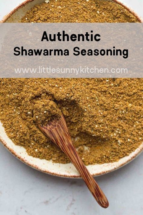 Authentic Shawarma seasoning blend, just the way it's made in the Middle East. It's so fragrant, delicious, and easy to make. #shawarma #shawarmaseasoning #homemadeseasoning #seasoning Lebnah Recipes, Homemade Shawarma, Shawarma Spice, Shawarma Seasoning, Shawarma Spices, Shawarma Recipe, Middle East Recipes, Spice Blends Recipes, Spice Mix Recipes