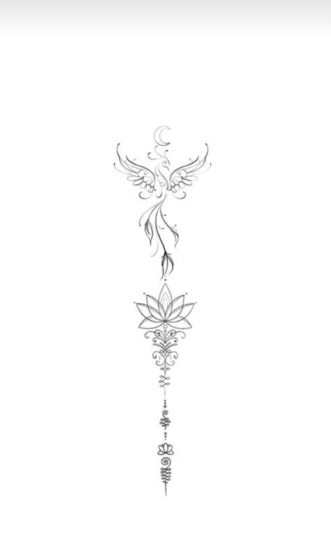 Tattoo Ideas Fenix Beautiful, Tattoos Along The Spine, Lotus Flower Back Tattoo For Women, Dragonfly Spine Tattoos For Women, Ladies Spine Tattoo, Neck And Spine Tattoos For Women, Phoenix Spine Tattoos For Women, Phoenix Tattoo Feminine Back, Spine Tattoos For Women Meaningful