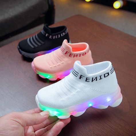 Waterproof Fiber Optic Glowing Kids Baby Child Shoes Led Light Up Shoe Box for Kids With Light Flashing Led Boys Girls Shoes OEM https://m.alibaba.com/product/1600400725910/Waterproof-Fiber-Optic-Glowing-Kids-Baby.html?__sceneInfo={"cacheTime":"1800000","type":"appDetailShare"} Best Baby Shoes, Outdoor Socks, Shoes For Babies, Light Up Sneakers, Girls Shoes Sneakers, Baby Boy Jackets, Light Up Shoes