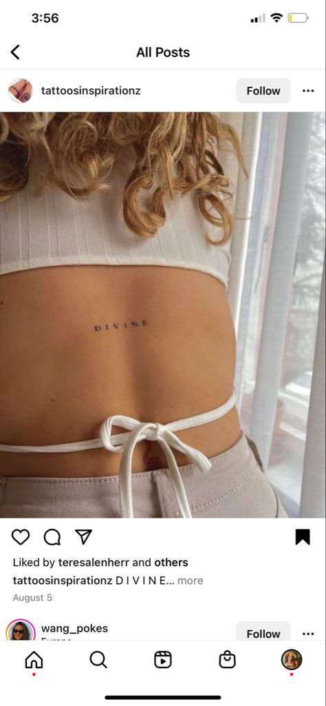 Dainty Back Tattoo, Back Tattoo Quotes, Lower Back Tattoo, Dainty Tattoo, Small Hand Tattoos, Dainty Tattoos, Tattoo Idea, Body Mods, Lower Back Tattoos