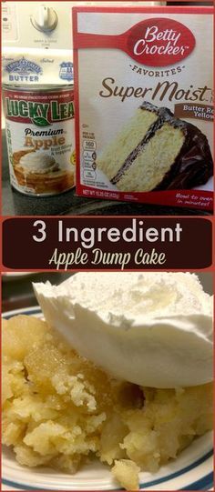 Apple Dump Cake - 3 Ingredients and Ready to Eat ⋆ The Stuff of Success Apple Pie Filling Cake Mix 3 Ingredients, 3 Ingredient Apple Dump Cake, 3 Ingredients Cake, September Meals, Layered Dip, Apple Dump Cake Recipe, 3 Ingredient Cakes, Apple Dump Cake, Key Lime Desserts