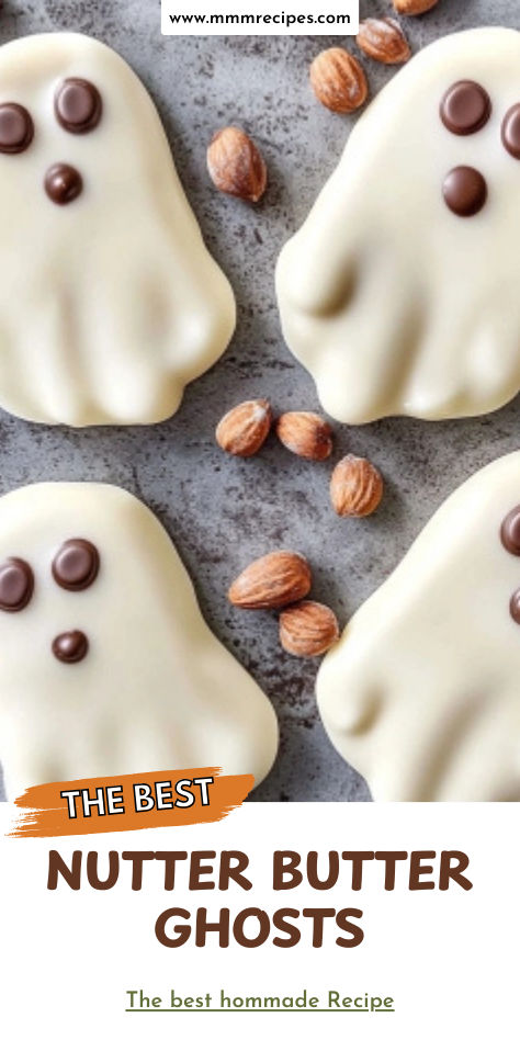 These Nutter Butter Ghosts are the ultimate Halloween treat! Just a few ingredients and no baking required to transform classic cookies into cute ghosts—perfect for parties or trick-or-treat snacks. Click for this easy, spooky recipe! Nutter Butter Ghosts, Nutter Butter Ghost Cookies, Halloween No Bake Treats, Witch Finger Cookies, Finger Cookies, Spooky Halloween Treats, Spooky Food, Ghost Cookies, Nutter Butter Cookies