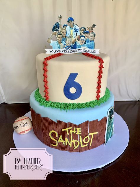 The Sandlot 2-tier birthday cake, “you’re killing me smalls” The Sandlot Birthday Cake, Sandlot Birthday Party Ideas, Sandlot Birthday Party, Sandlot 2, Sandlot Party, Sandlot Birthday, The Sandlot Kids, Benny Rodriguez, Tiered Cakes Birthday