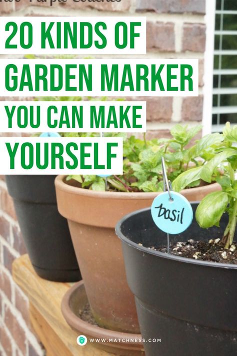 Using clay to make garden markers is one creative idea that you can try. You can make a garden marker in the shape of a circle and paint it blue so it will look bright. Then you can attach it to the wire and stick it in each plant pot that matches the name written on the garden marker. #gardenmarker #gardendecor #gardendesign Diy Clay Garden Markers, Garden Stakes Ideas Plant Markers, Plant Tags Diy Garden Markers, Garden Markers Ideas, Diy Garden Markers Plant Labels, Plant Markers Diy Outdoor, Garden Labels Plant Markers, Plant Tags Diy, Garden Labels Diy