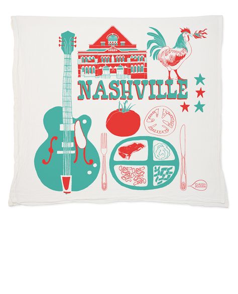 Nashville/Hey Rooster General Store | Claudia Pearson Illustration Nashville Illustration, Nashville Graphic, Rooster Images, Visit Nashville, Nashville Music, Yoga Illustration, Travel Illustration, Music Venue