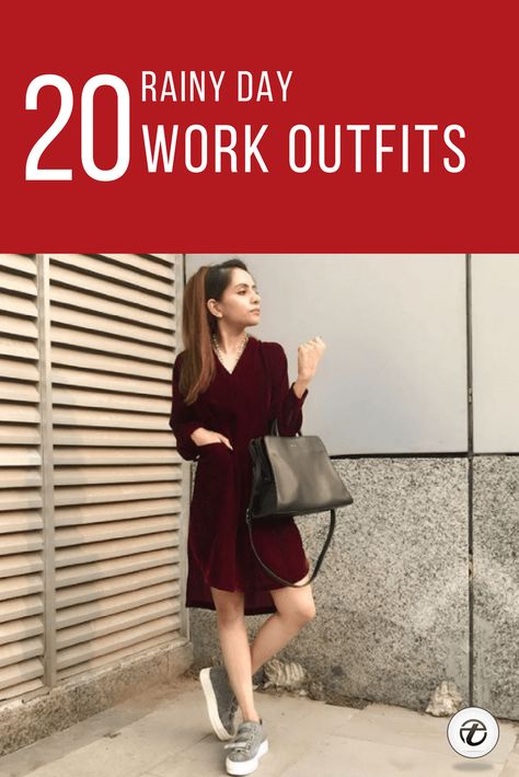 20 Outfit Ideas on What to Wear to Work When It's Raining Professional Outfits For Rainy Days, Rainy Day Professional Outfit For Work, Raining Work Outfits, Rain Business Casual Outfit, Rainy Day Summer Work Outfit, Rainy Day Look Outfits, Rain Day Office Outfit, Rainy Friday Outfit, Summer Rain Work Outfit